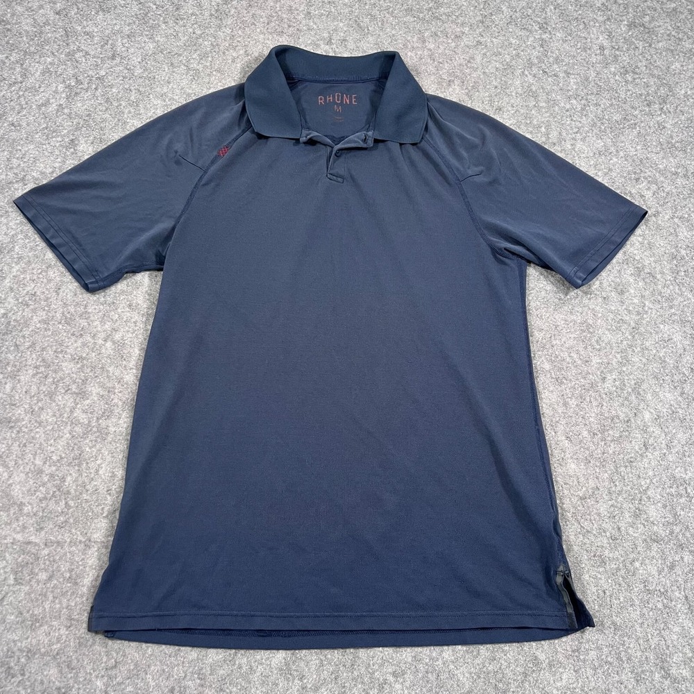 Rhone Navy Blue Delta Pique Short Sleeve UV Polo Shirt Men's Size Medium